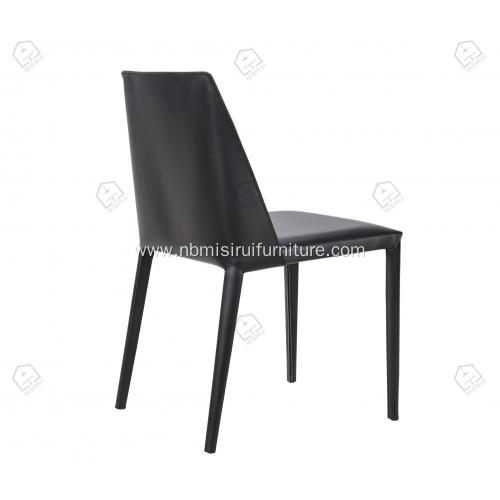 Black saddle leather high density foam dining chairs